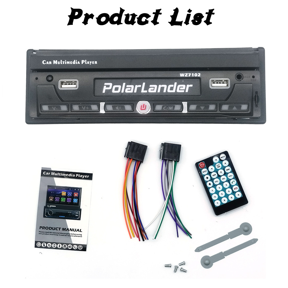7inch Single-Cylinder Manual Retractable Screen Car Bluetooth Mp4 Player Fm Radio Reversing Priority 12V Dropshipping