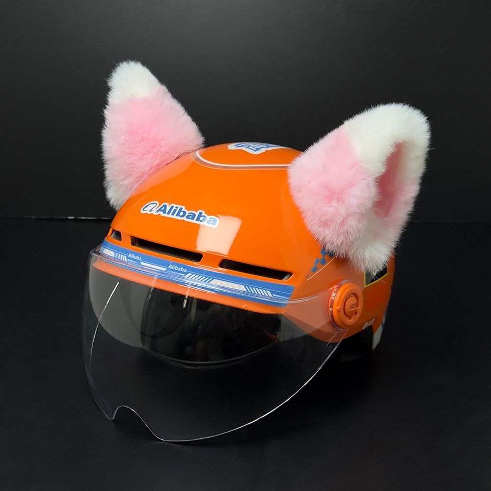 Pink sheep ear creative accessory for motorcycle, ski, and electric vehicle helmets, versatile and cute personalized gear