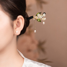 黑檀木发簪发饰铃兰花流苏气质汉服发饰古风盘发头饰简约簪子批发