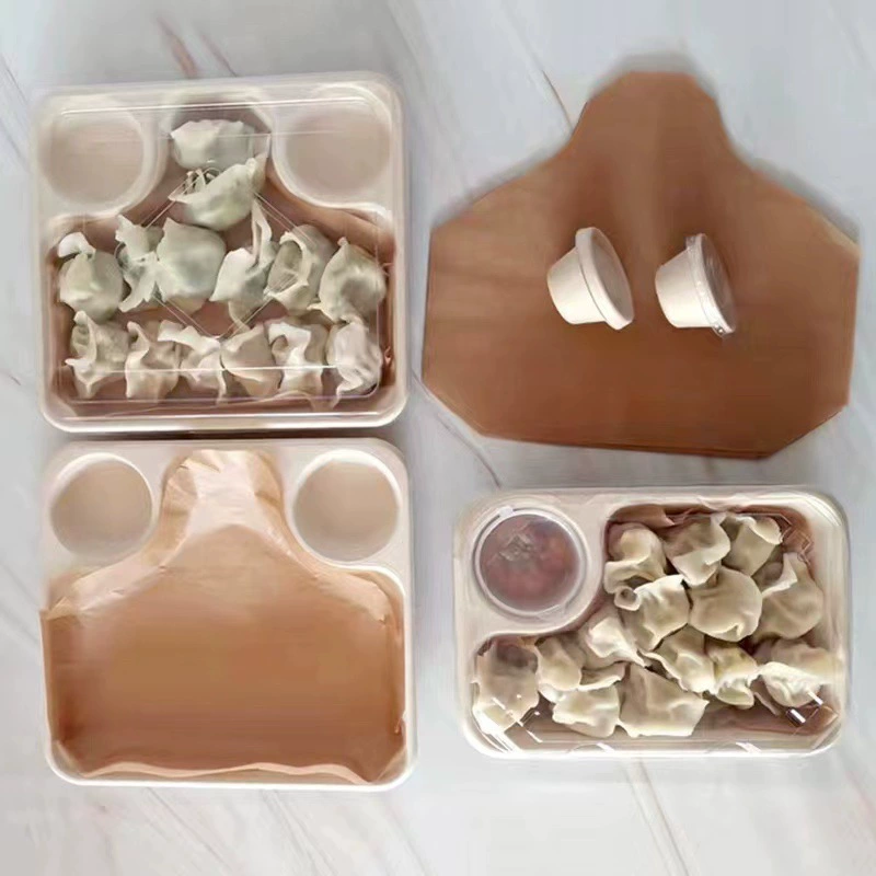 Одноразовая экологически чистая биоразлагаемая упаковка для пельменей, лоток для пельменей, упаковочная коробка для еды на вынос, специальная коробка для пельменей, коммерческий лоток