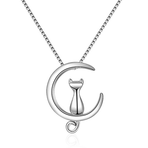 New necklace wholesale sweet moon kitten necklace Korean style fashion jewelry pendant
