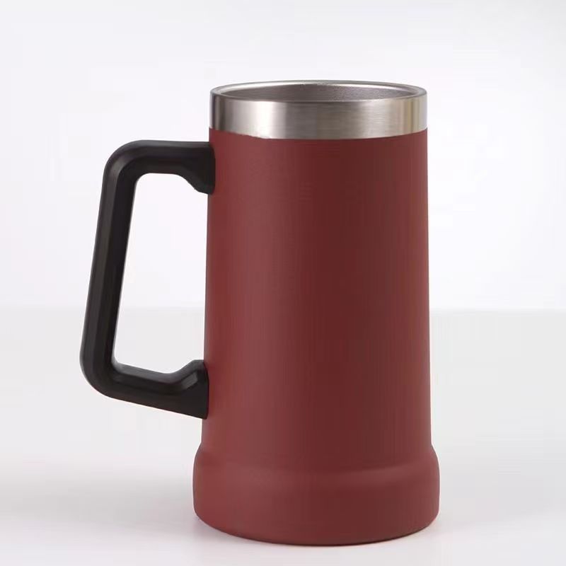 Insulated Stainless Steel Beer Mug With Handle, Large Capacity_voghion.com