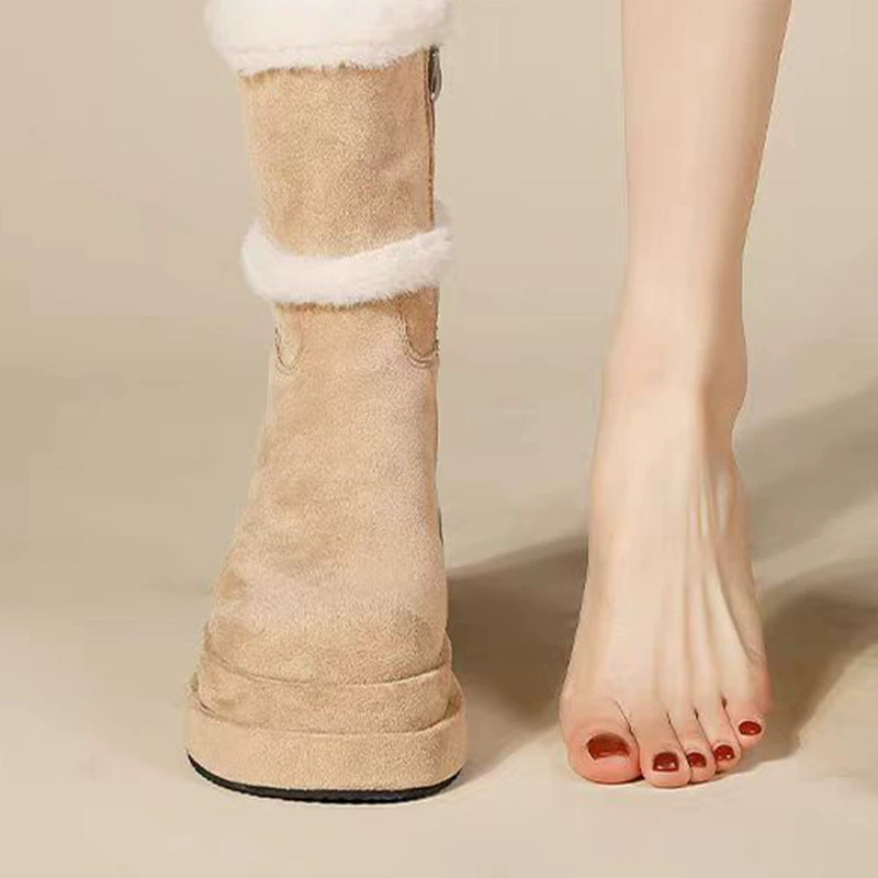 Мао Мао снежные сапоги женский 2024 зимний высокий каблуки новый толстый фон плюс бархат Мелада теплые сапоги боковая молния