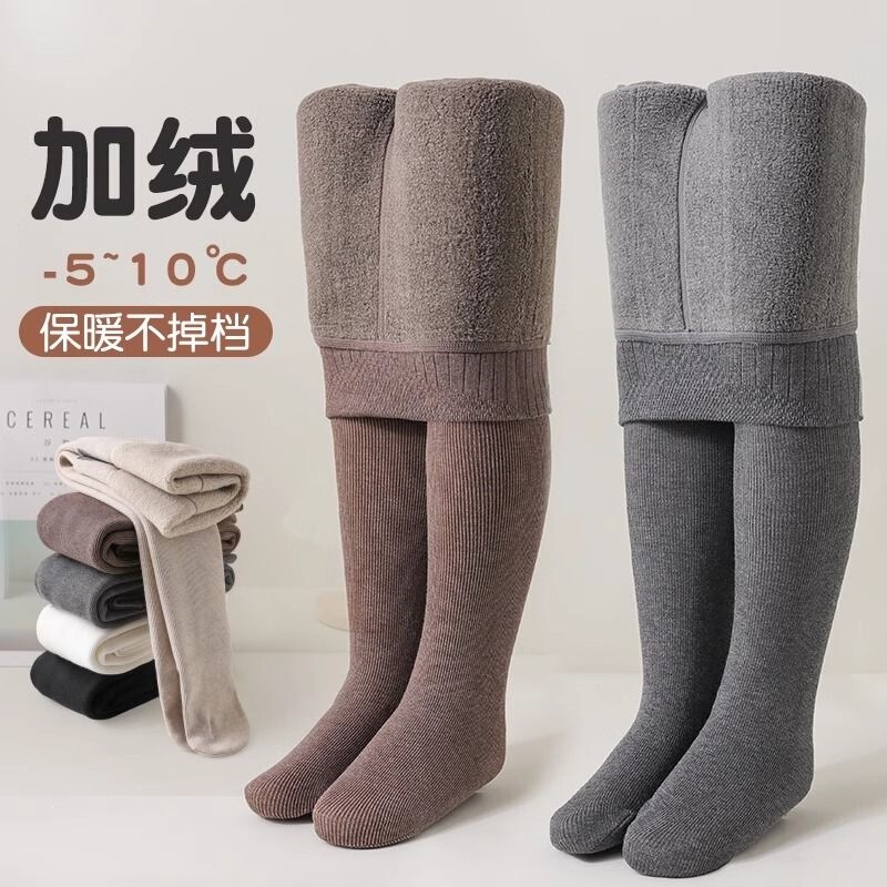 Girls' leggings for autumn and winter, fleece-lined and thickened, suitable for outer wear, children's pantyhose with thin fleece, white baby vertical stripe dance tights Girls' leggings for autumn and winter, fleece-lined and thickened, suitable for outer wear, children's pantyhose with thin fleece, white baby vertical stripe dance tights