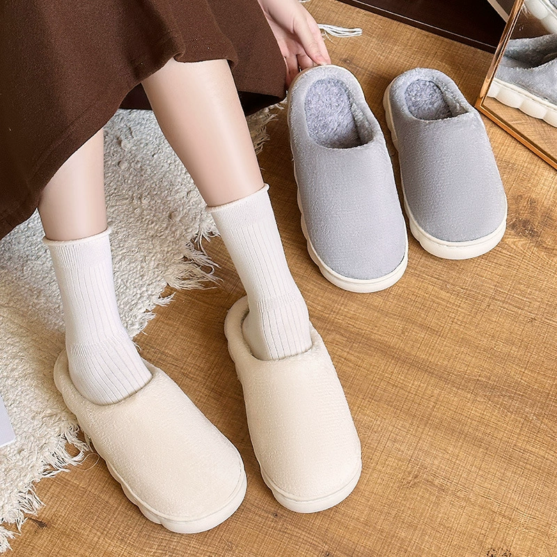 Однотонные толстые хлопковые тапочки на флисовой подкладке, домашние и уличные теплые домашние тапочки для пары, модные мягкие и удобные тапочки Maomao