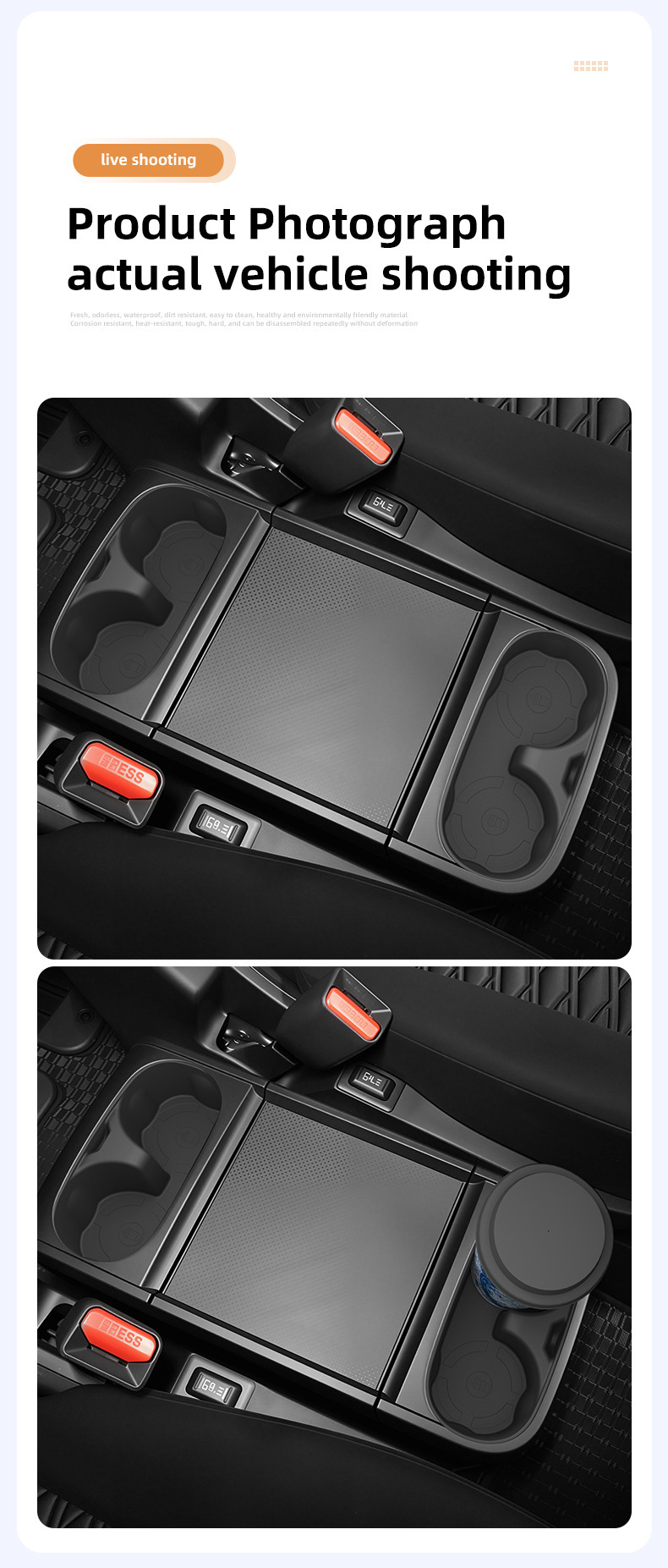 Suitable for 19-26 models of Delica D5, central console cup holder cover, protective and anti-slip car accessories, modification parts