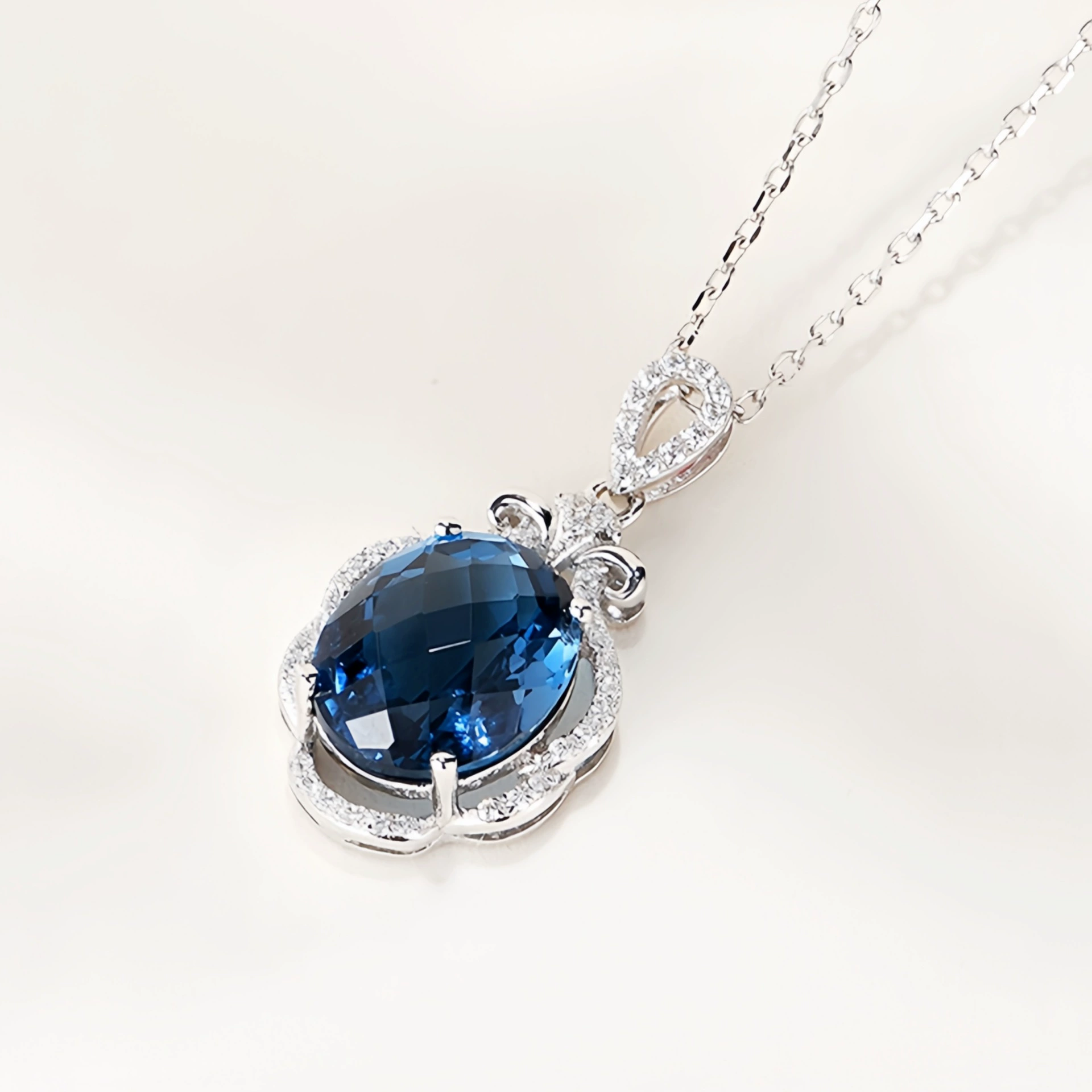 Эйшуа Crystal necklace, элегантная синяя цепь для ключей сумки яшмовый, подвеска, европейский стиль, простой и элегантный дизайн