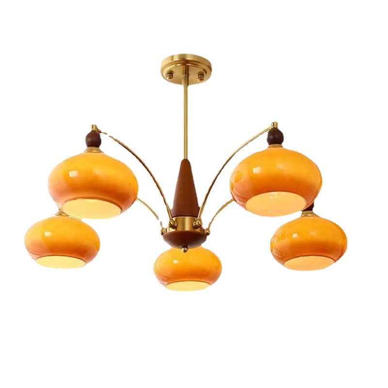 [Selección estricta] lámpara de caqui medieval viento crema simple lámpara de estudio de vidrio de madera maciza lámpara francesa retro