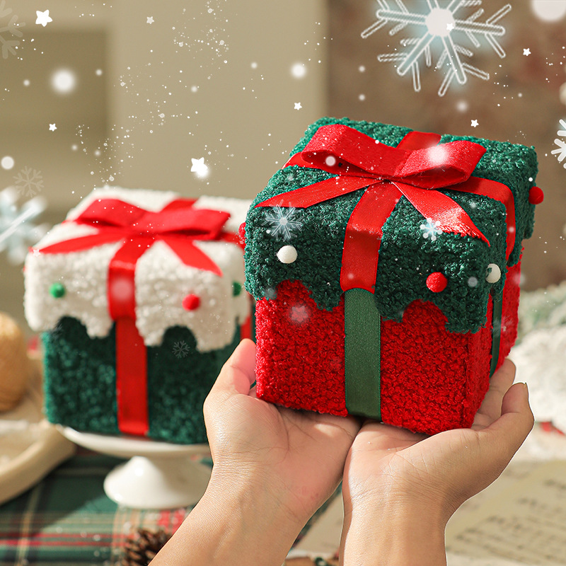 Caja de embalaje de manzana de Navidad creativa caja de regalo de Navidad de franela gruesa de alta gama caja de regalo de caramelo de alto valor caja vacía