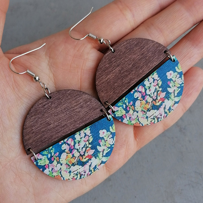 Casual Bohemio Flor Madera Mujeres Pendientes De Gota display picture 3