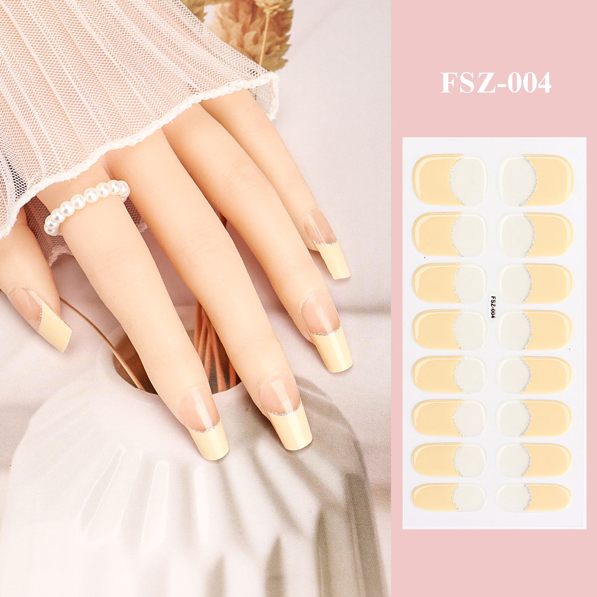 Gel UV transfronterizo desnudo 16 pegatinas de uñas semicurdibles pegatinas de uñas de lámpara de horneado endurecer polvo de flash impermeable duradero