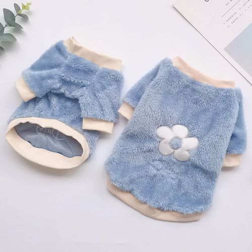 Dog Clothes Autumn and Winter Fleece Warm Flower Sweatshirt Teddy Pomeranian Small Dog Cat Pet Clothing 