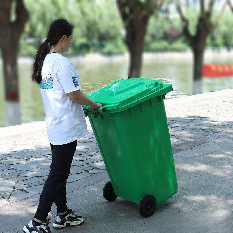 Outdoor Sanitation Large-Capacity Trash Can 240 with Lid for Outdoor Residential Use, Household and Commercial Sorting, Large Size Garbage Aoyue