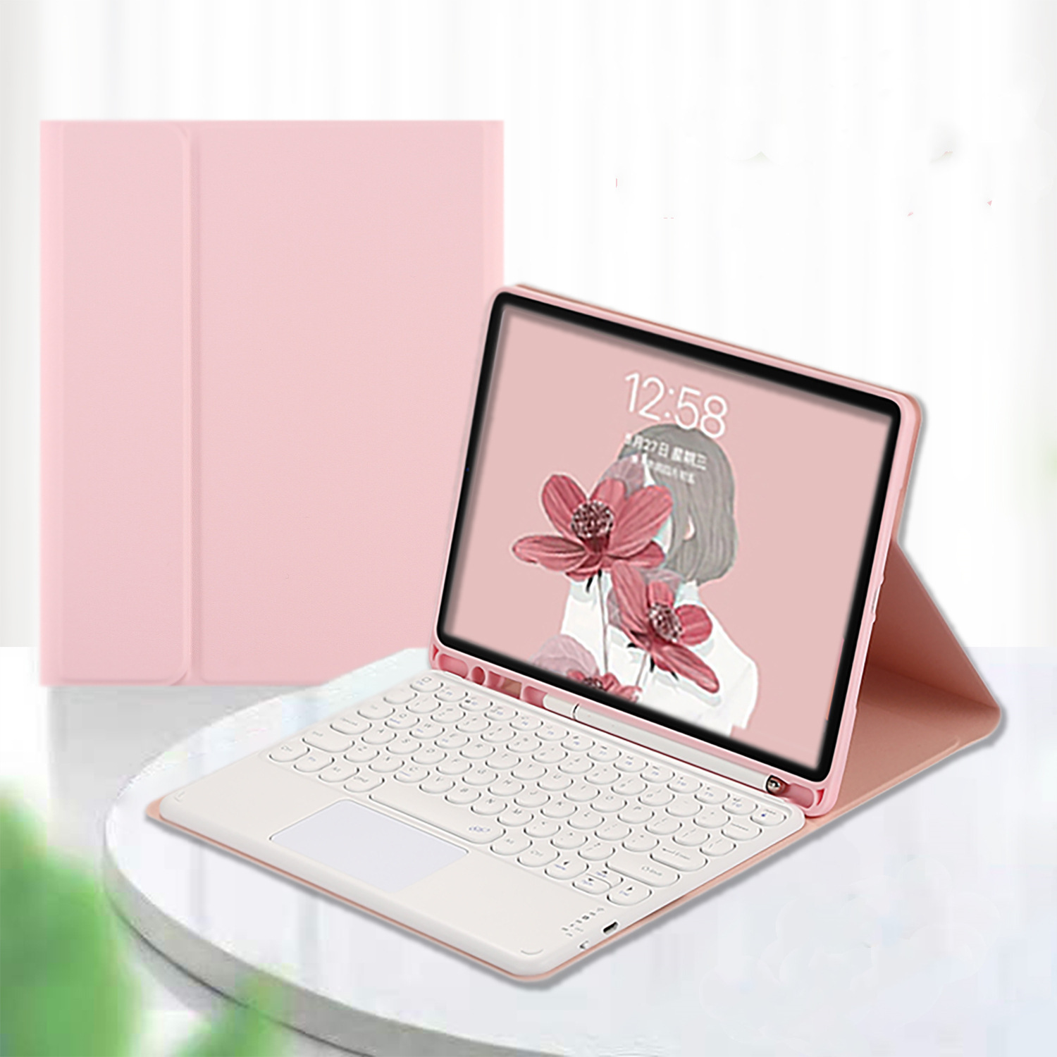 iPad 蓝牙 键盘 带笔槽 平板 皮套 全包 防摔 无线