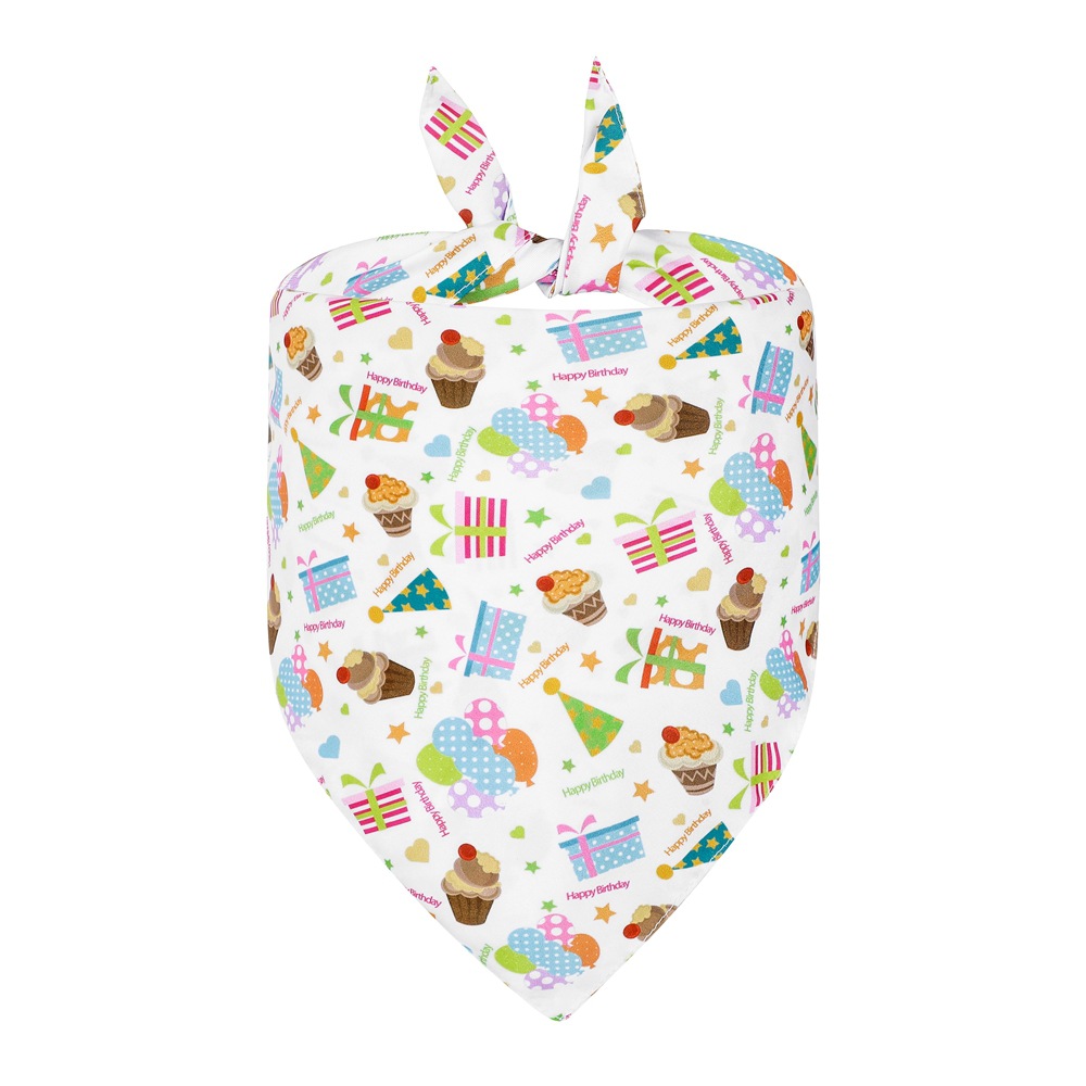 Tanpopo transfronterizo nuevo cumpleaños mascota saliva toalla perro cumpleaños triángulo toalla mascota saliva toalla bufanda