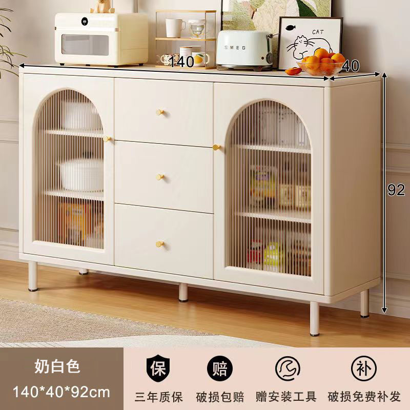 クリームスタイルのサイドボード、リビングルームの収納キャビネット、キッチンキャビネット、食器棚、ティーキャビネット、壁掛け多機能キャビネット|undefined