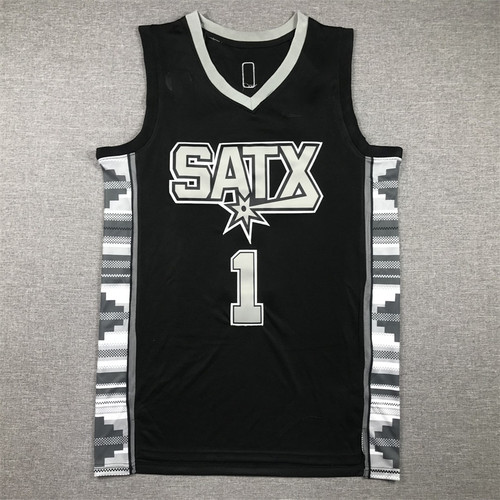 Summer cross-border jersey Spurs 1# Wenban Yama basketball uniform embroidered sports training men's and women's vests loose and healthy