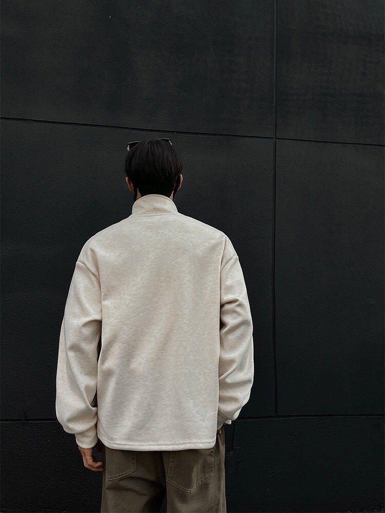 Herr half-zip sweatshirt med fleece i höst och vinter_voghion.com