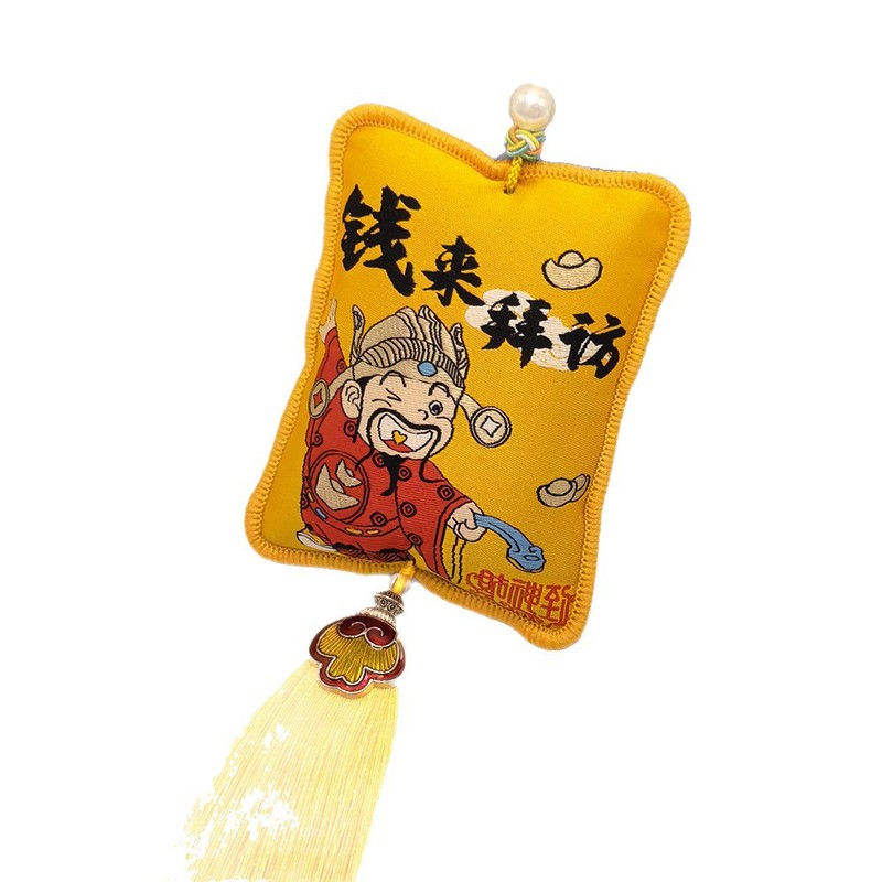 国潮招财流苏香囊好运暴富随身挂件香包古风刺绣车载挂饰荷包香囊|undefined