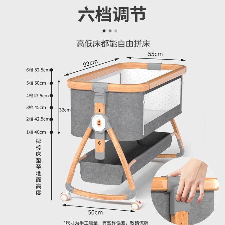 Manufacturer's Wood Grain Crib Removable Portable Baby Cradle Bed Foldable Bed Newborn Children Splicing Large Bed