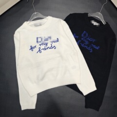 南油正确版本外贸CD家25早秋新款字母刺绣针织长袖毛衣男女同款