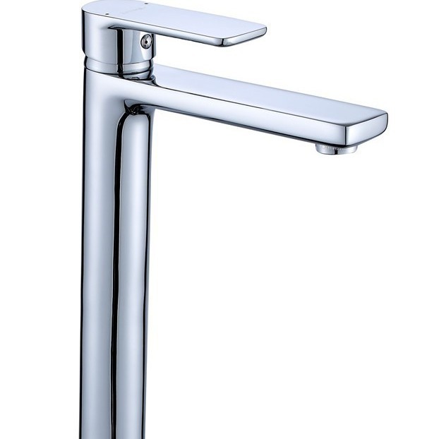 Toda la pistola de cobre, lavabo de baño simple y alto gris, grifo de agua fría y caliente, gabinete de baño, lavabo, grifo de una sola mano, hogar