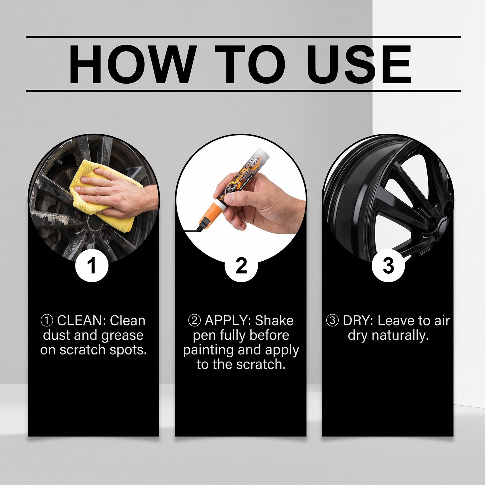 RAYHONG Wheel Scratch Repair Pen - Cleans, Removes Stains, Enhances Shine, Covers Scratches, Prevents Oxidation, Car Beauty and Maintenance