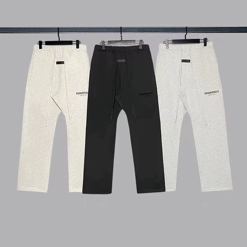 Высококачественная версия FOG ESSENTIALS HHH Season 8, многорядные прямые свободные черные широкие брюки с принтом в стиле флока.