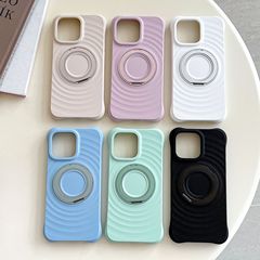 波浪纹苹果16promax手机壳支架磁吸15液态硅胶iPhone17保护套16软