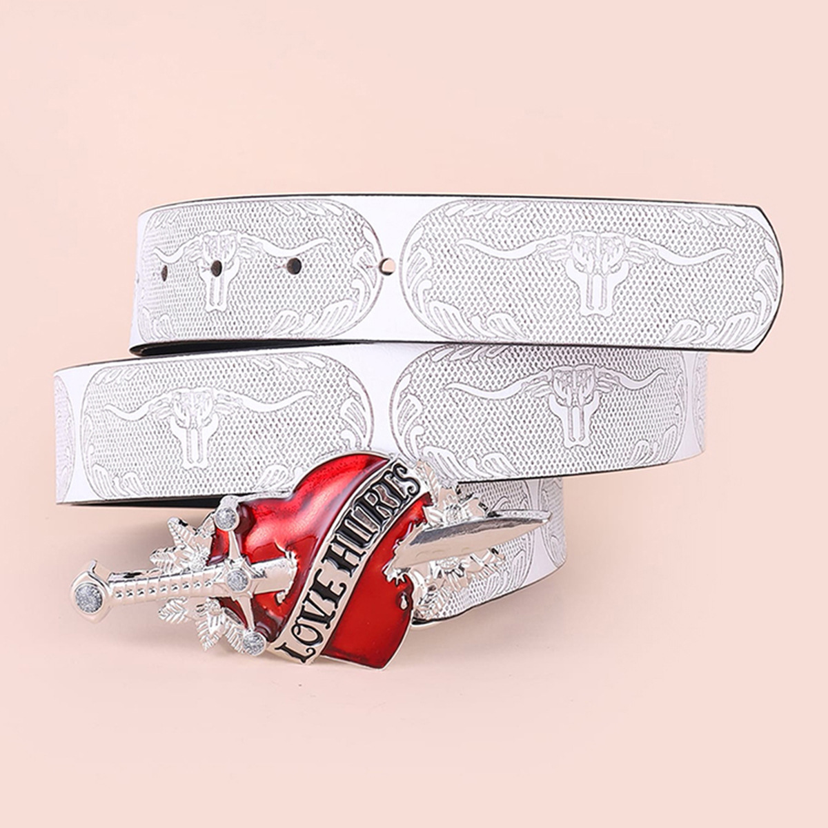 200g Weight Belt Classification 1 Piece Quantity Holiday, Daily Occasion Pu Leather, Alloy Material Heart Shape Pattern Women's Gender Cartoon Style, Sweet, Simple Style Style Cartoon Style Sweet Simple Style Heart Shape Pu Leather Alloy Women's Leather Belts 7