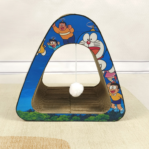 Triangle Cat Scratch Post, Cat Nail Grinder, Cat Bed, Self-Entertaining Interactive Scratch Toy, Upright Cartoon Cat Bed, Cat Scratch Board