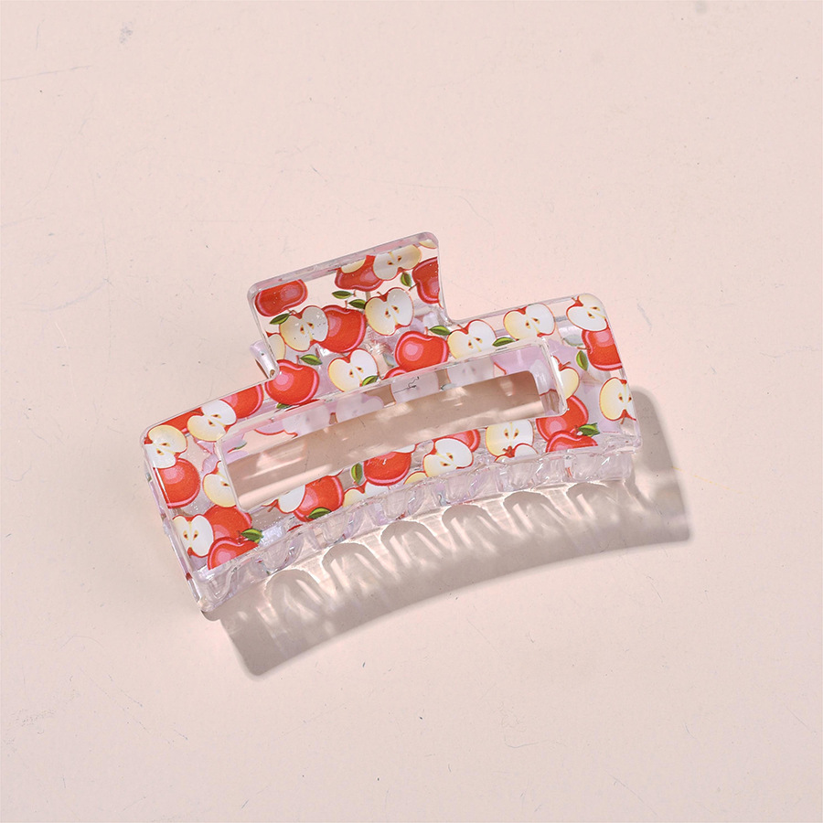 Cruzando la frontera 10,5 cm cuadrado gran clip de agarre fruta floral elegante en la parte posterior de la cabeza horquilla de la placa horquilla de tiburón tocado de agarre para el cabello