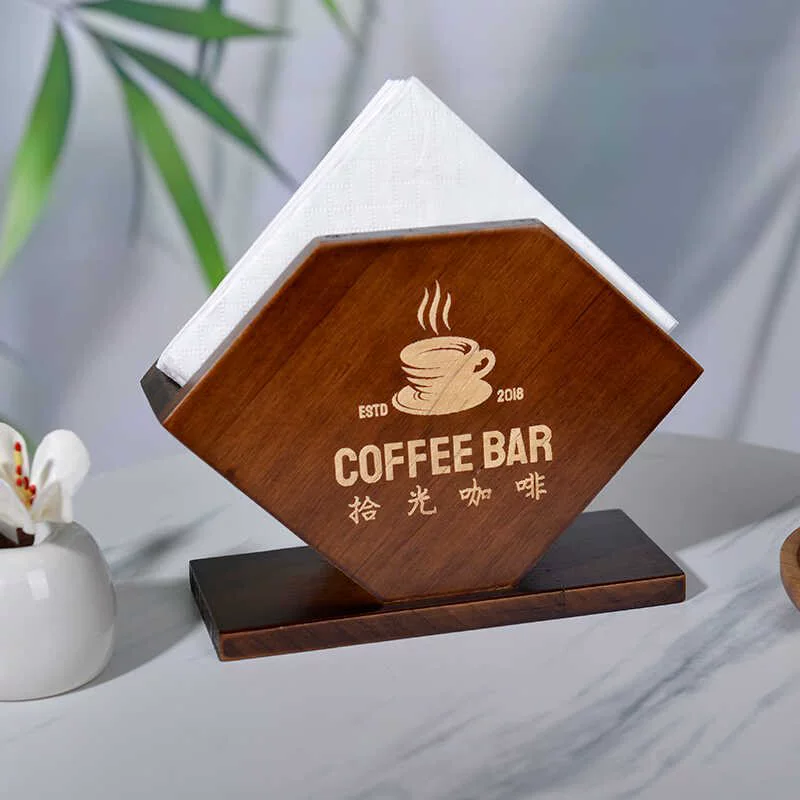 Держатель для бумажных полотенец из цельного дерева, отель, западный ресторан, кафе, коробка для салфеток, коммерческая коробка для салфеток, гравированный логотип