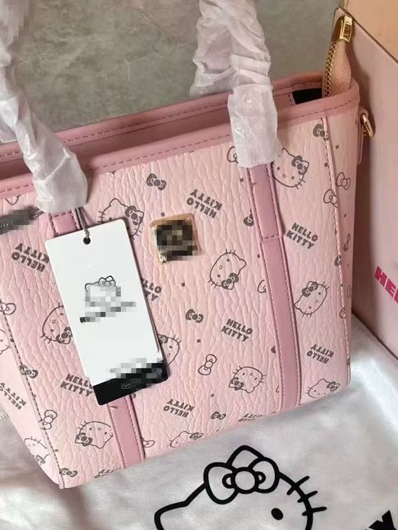 Бостонская сумка (Hello Kitty) классический вместительный Tote, фуксия, компактная 13×8.7×4 см