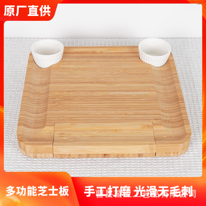 Conjunto de tablero de queso de bambú en stock con accesorios de acero inoxidable, tablero de queso de cocina, tablero de verduras de picnic, tablero de cocina de frutas image 3
