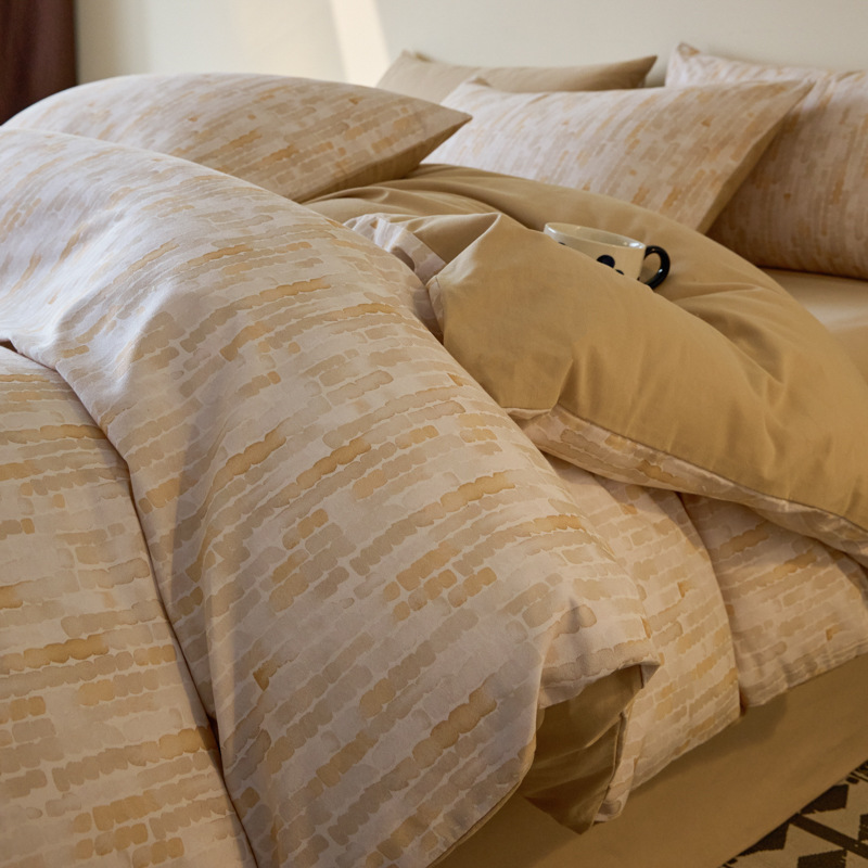 Alta gama A algodón abrasivo de cuatro piezas de invierno engrosado sábanas de cama de algodón de lana larga cálida 60s de cuatro piezas