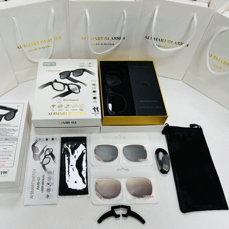 華強北越境新製品AIMB-G1ブラックテクノロジーAIスマート翻訳同時通訳AI画像認識スマートグラス|undefined