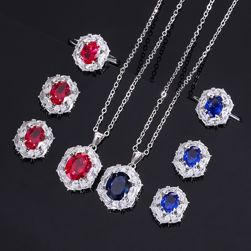 Zhuang Sheng joyería nueva S925 todo el cuerpo traje de plata simulación color tesoro pequeño huevo de Paloma traje de mujer 8*10-6*8