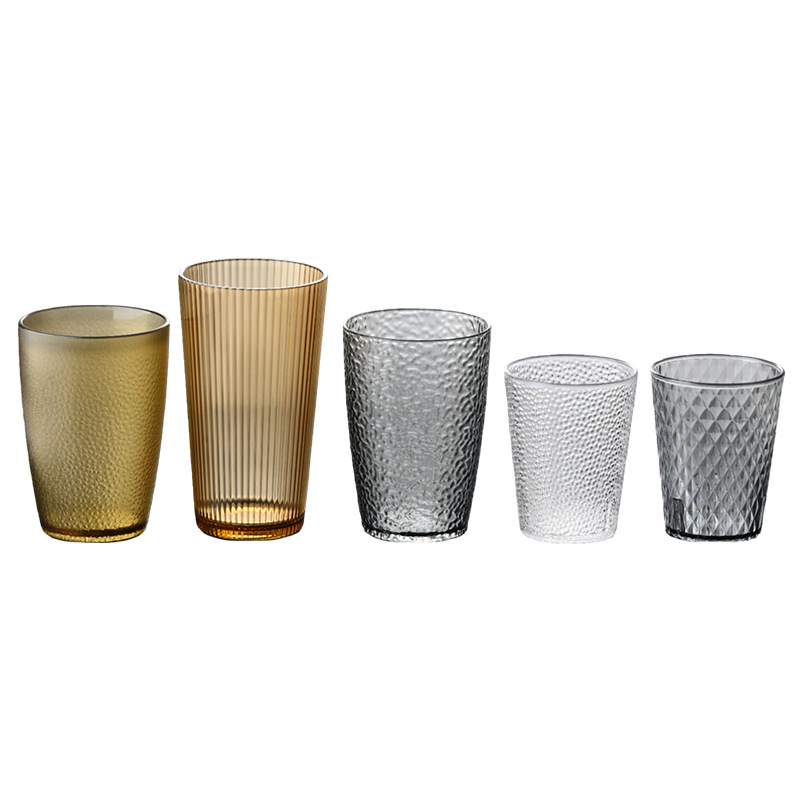 Taza acrílica para PC, taza de agua a rayas de plástico, taza de bebida colorida para restaurante anticaída, taza de cerveza, taza para enjuague bucal, taza para cepillarse los dientes