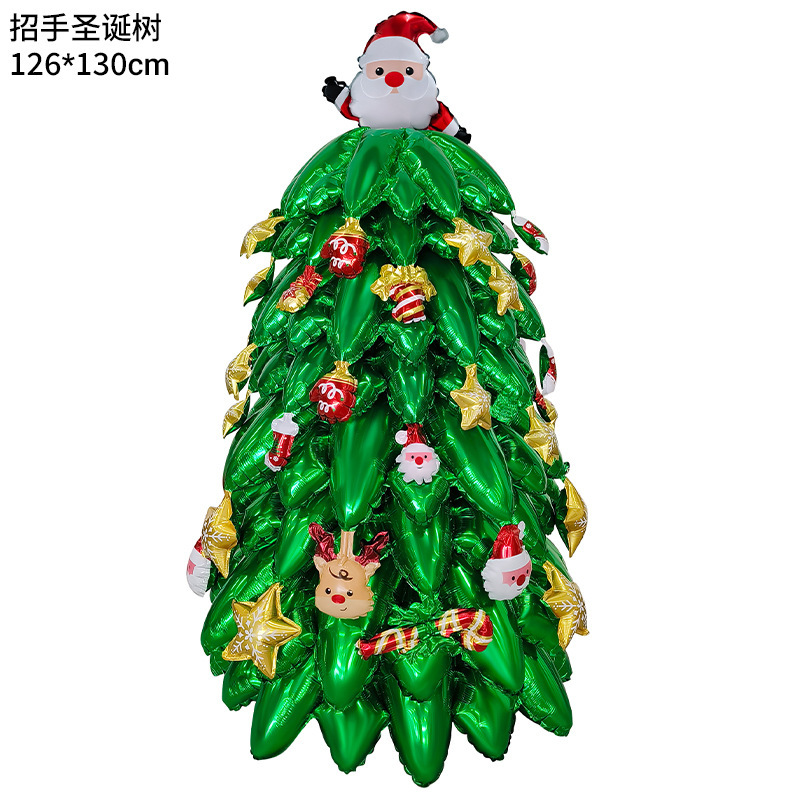 大号圣诞树雪人老人气球平安夜圣诞节炫彩圣诞树新年装饰布置汽球|undefined