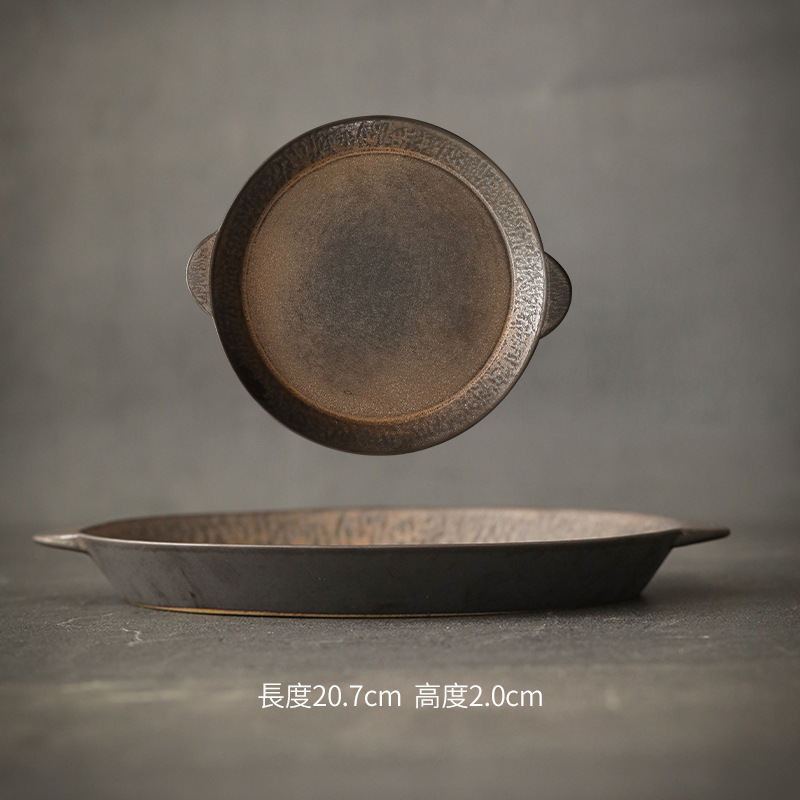 Platos de cerámica vintage japonés, plato de pasta de cerámica, plato de filete creativo, plato de ensalada casera, plato de comida occidental
