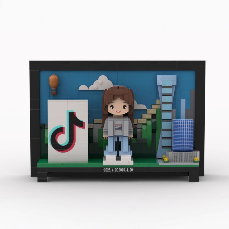 跨境创意人像积木来图制订公司企业摆件城市立体拼装积木玩具礼物|ms