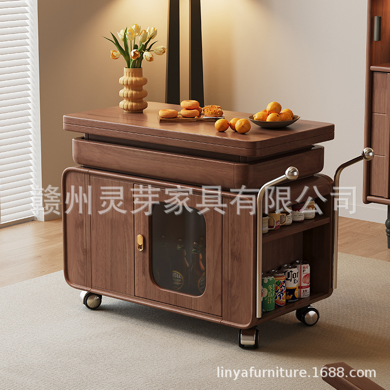 现代简约实木茶几可移动升降折叠茶台茶桌客厅家用小推车沙发边几|undefined