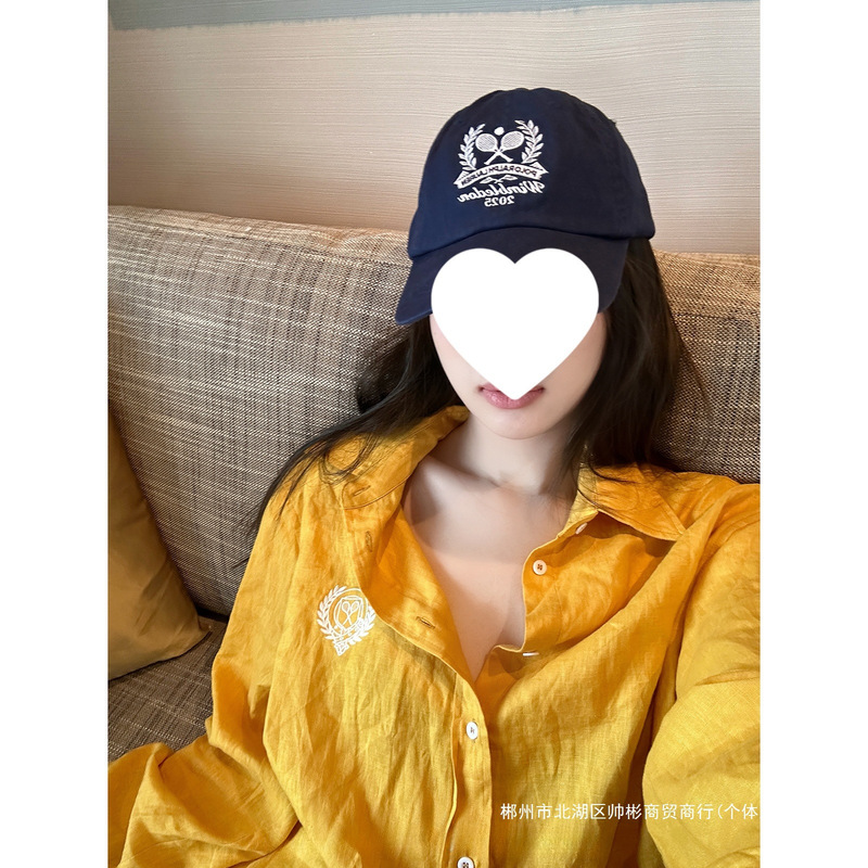 Cross-Border Wanantong Rl Wimbledon Limited Wimbledon Full Linen Embroidered Shirt Women's Summer Slimming Lining