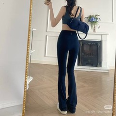 lulu原标Groove喇叭裤女无尴尬线运动速干瑜伽裤logo阔腿微喇长裤