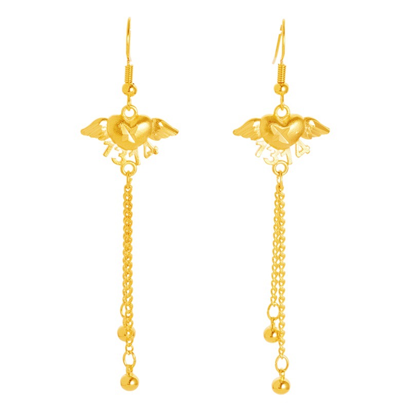 Lifetime Angel pendientes de las mujeres de alto grado de Vietnam arena oro plata aguja pendientes borla Luz de lujo pendientes no se desvanece