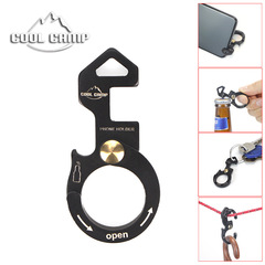 Outdoor multi-functional aluminum alloy carabiner camping quick-hanging strap phone holder bottle opener keychain camping rope hook