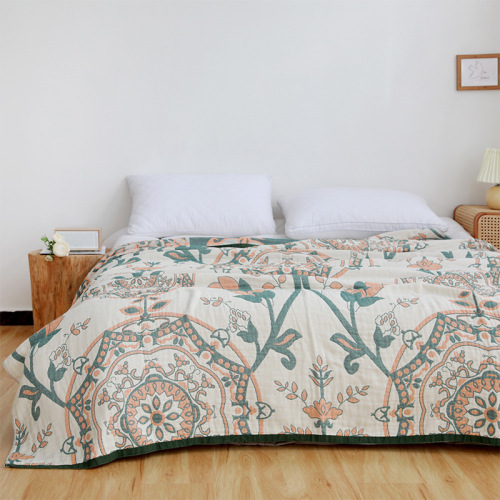 Factory-wholesale gauze towel blankets & throws—couple-style, four-season air-conditioning blankets, perfect for single or double sofas; also available as lightweight summer comforters.