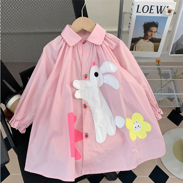 Yumi Cocoa2023 otoño nuevo vestido de princesa occidental vestido de camisa de dibujos animados vestido de camisa de moda para niños