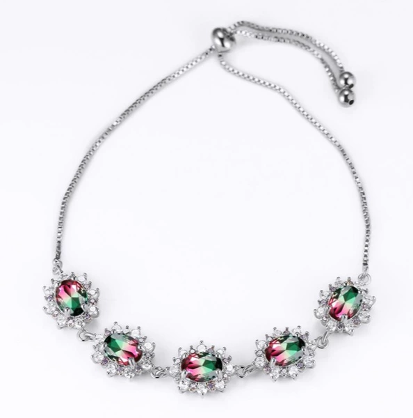 Platinum red and green tourmaline purple and white diamonds